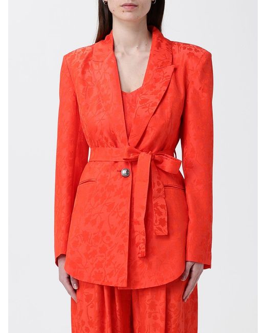 Pinko Red Castelnovo Fluid Jacquard Viscose And Modal Blazer