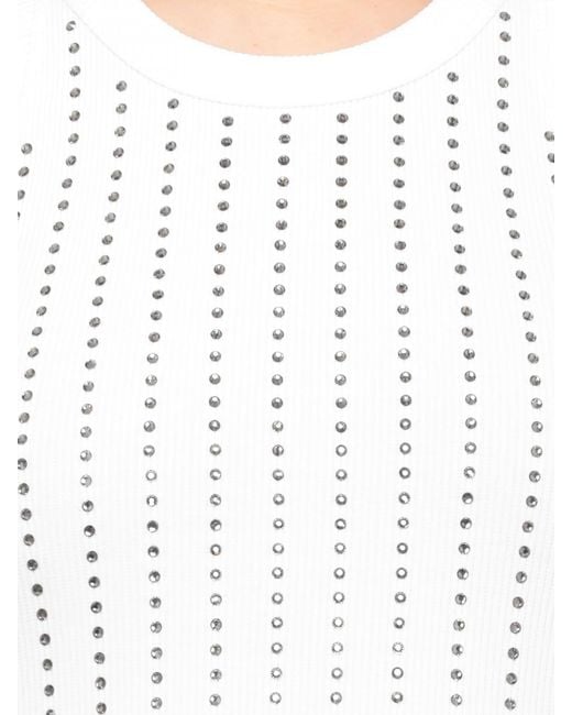 The Attico White Cotton Top With Rhinestones