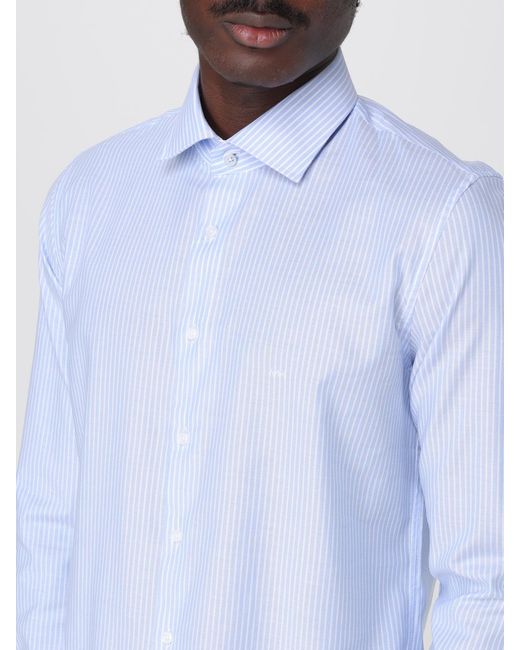 Michael Kors White Slim Fit Striped Dress Shirt for men