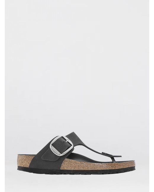 Birkenstock White Gizeh Big Buckle Leather Sandals