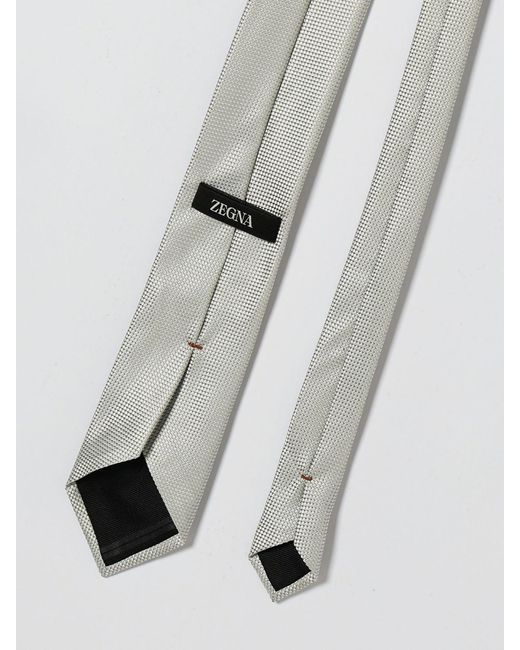 Zegna White Jacquard Silk Tie for men