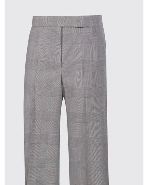 Max Mara Gray Prince Of Wales Check Wool Flare Trousers