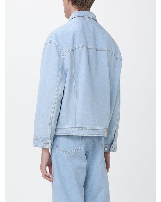 Maison Kitsuné Blue Maison Kitsun&Eacute Bleached Denim Shirt Jacket With Zip Closure for men