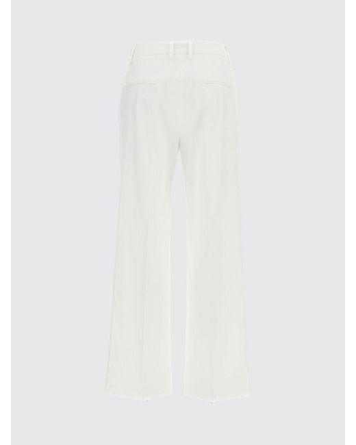 Alberto Biani White High-Waisted Wide-Leg Cotton Trousers