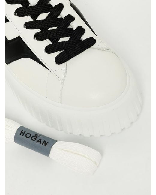 Hogan White H-Stripes Leather Sneakers