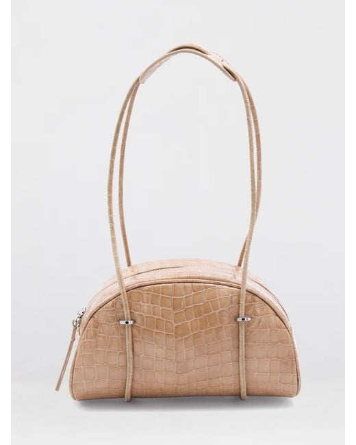 By Far Natural Kimberly Croc Print Leather Bag