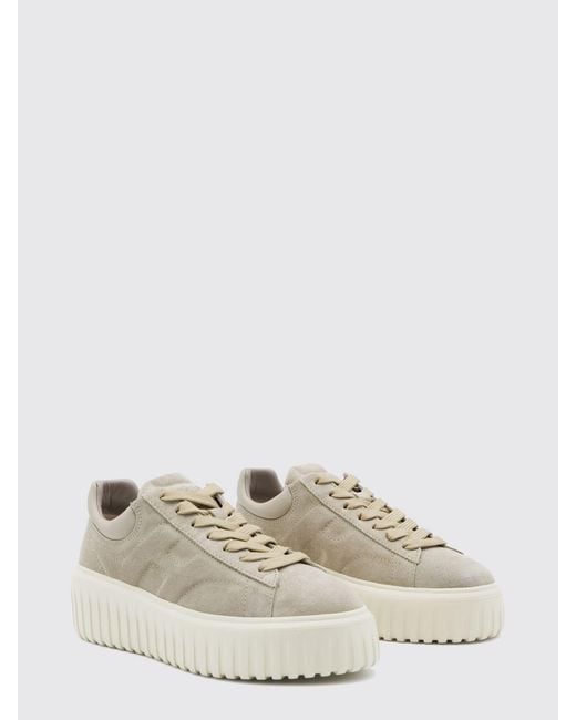 Hogan White H-Stripes Suede Platform Sneakers