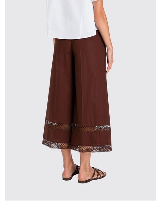 Twinset Red Cotton Blend Cropped Trousers