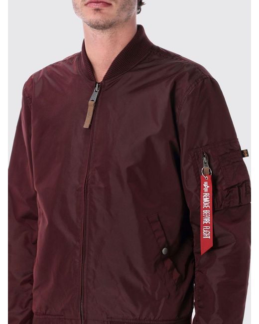 Alpha Industries Red Nylon Bomber Jacket for men