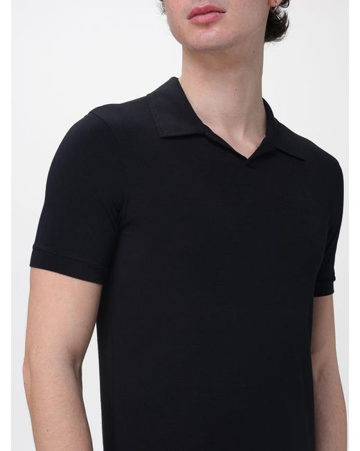 Giorgio Armani Black Viscose Polo Shirt for men