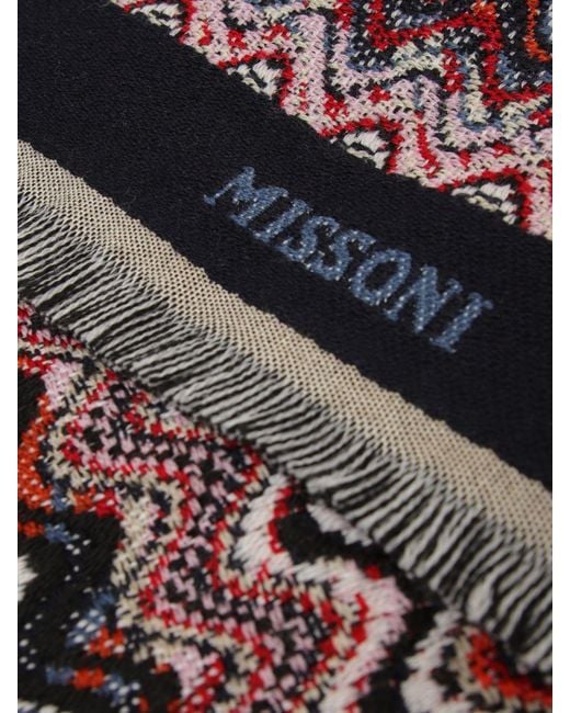 Missoni Schal Aus Reiner Schurwolle Mit Mehrfarbigem Abstraktem Muster in Multicolor für Herren