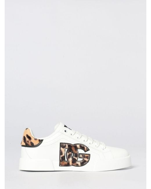 Dolce & Gabbana White Dolce &Amp Gabbana Portofino Leather And Animalier Pony Skin Sneakers