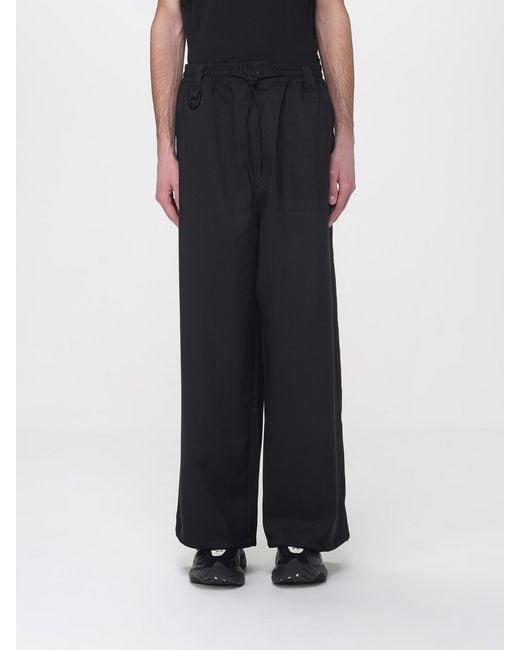 Y-3 Black Stretch Technical Fabric Wide Leg Trousers for men