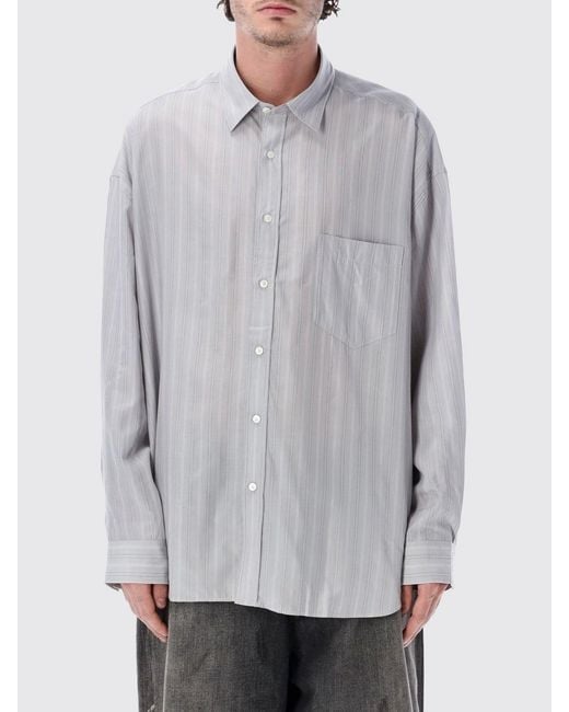 Acne Gray Striped Cotton Casual Shirt for men