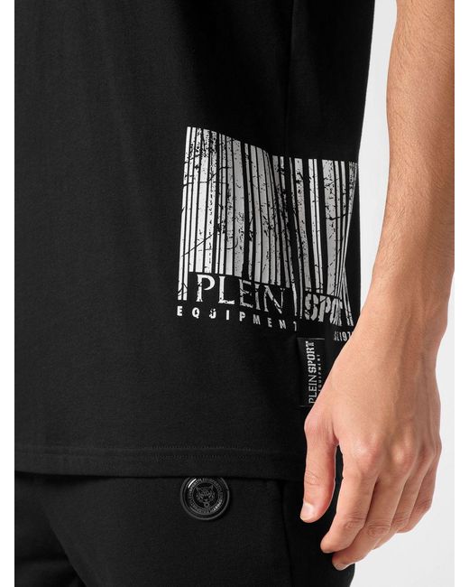 Philipp Plein Black Slim Fit Cotton T-Shirt With Contrast Logo for men