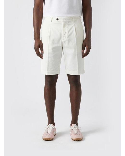 PT Torino White Velvet Tailored Shorts for men