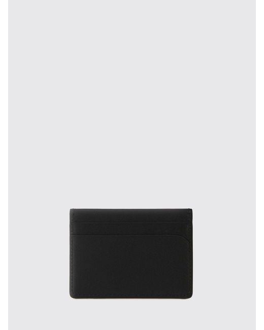 Jil Sander Black Grained Calfskin Card Holder With Laminated Logo And Four Slots for men