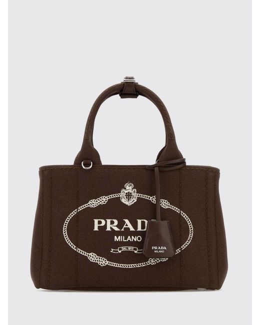 Prada Brown Printed Logo Canvas Jardinière Bag