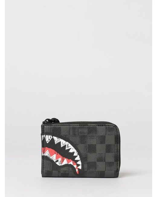Sprayground White Unfinished Shark Saffiano Synthetic Leather Wallet for men