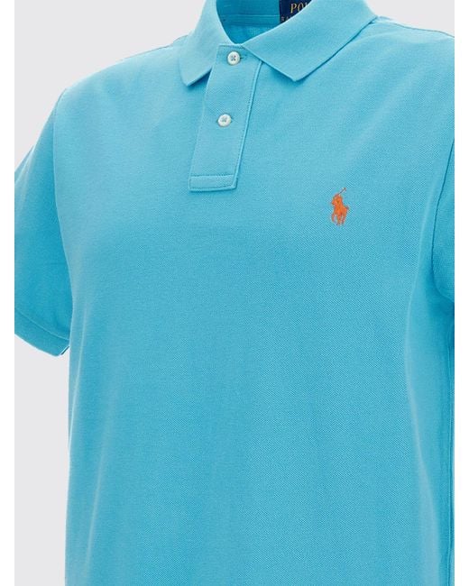 Polo Ralph Lauren Blue Pony Logo Cotton Polo Shirt for men