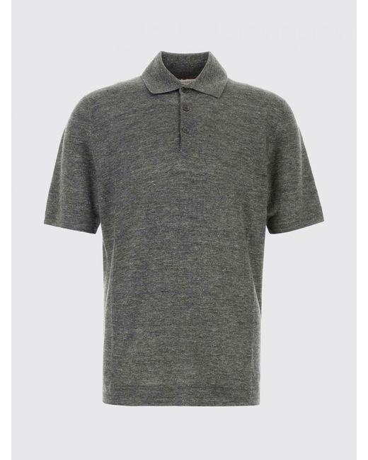 Brunello Cucinelli Gray Linen And Cotton Knit Polo Shirt for men