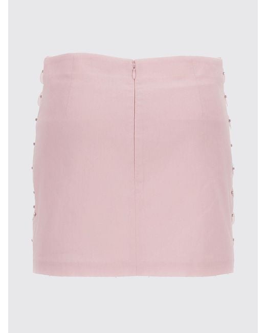 Des Phemmes Pink Cotton Pencil Mini Skirt With All-Over Sequin Embroidery