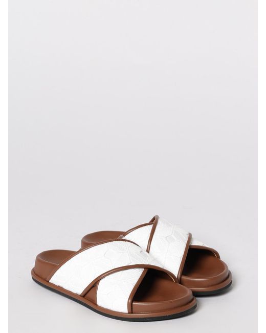 Max Mara Brown Canvas And Leather Sandals