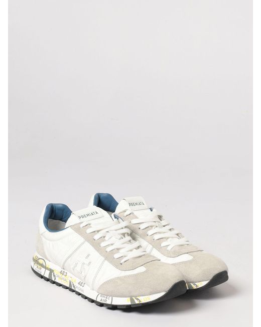 Premiata White Lucy Cotton Twill And Nylon Sneakers