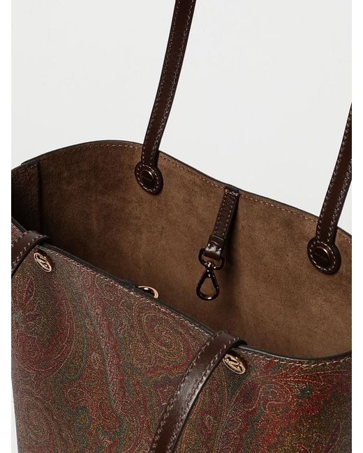 Etro Brown Essential Paisley Print Coated Cotton And Leather Bag for men