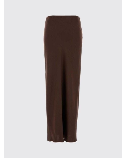 Brunello Cucinelli Brown Long Linen Skirt With Slits