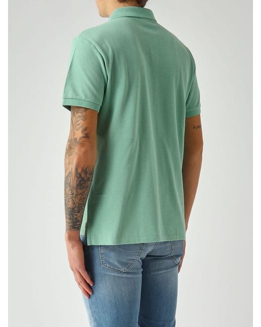Polo Ralph Lauren Green Pony Logo Cotton Polo Shirt for men