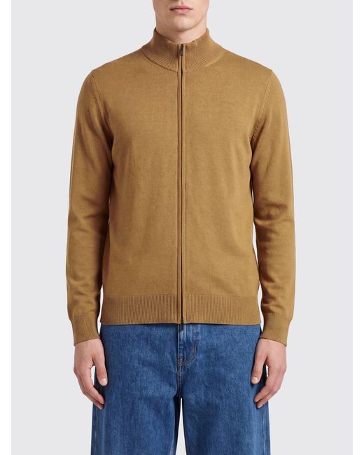 Boss Blue Slim Fit Virgin Wool Turtleneck Cardigan With Zip Closure for men