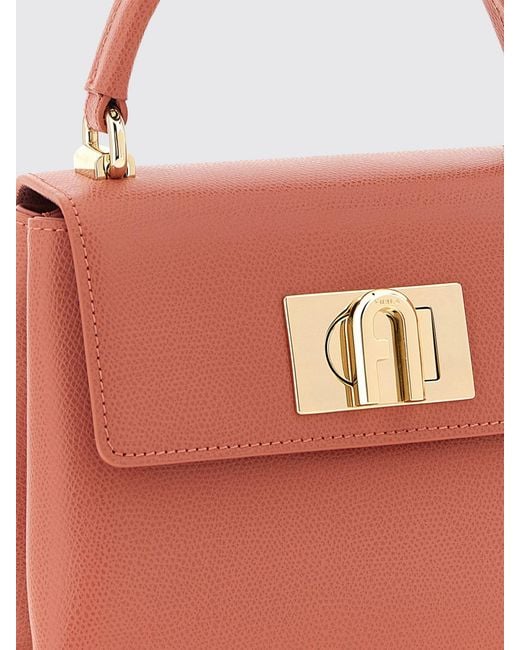 Furla Pink 1927 Mini Grained Leather Top Handle Bag With Removable Strap