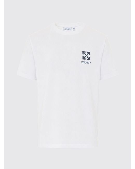 Off-White c/o Virgil Abloh White Crewneck Cotton T-Shirt With Contrast Arrow Logo for men