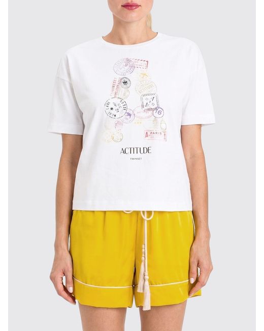 Twinset White Printed Cotton T-Shirts