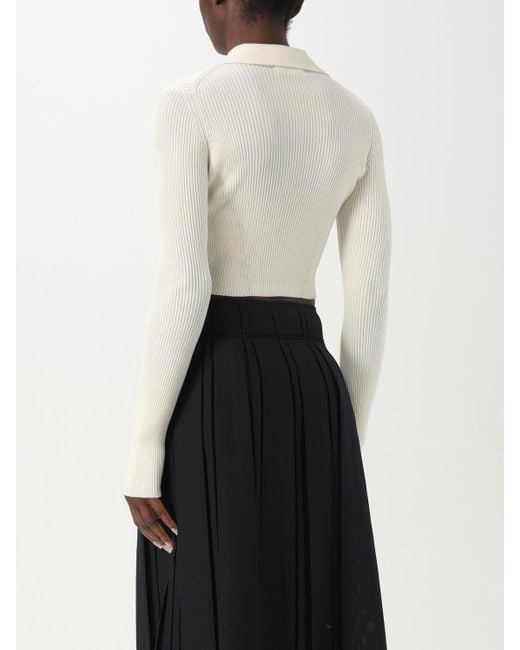 Jil Sander White Cropped Ribbed Knit Cardigan