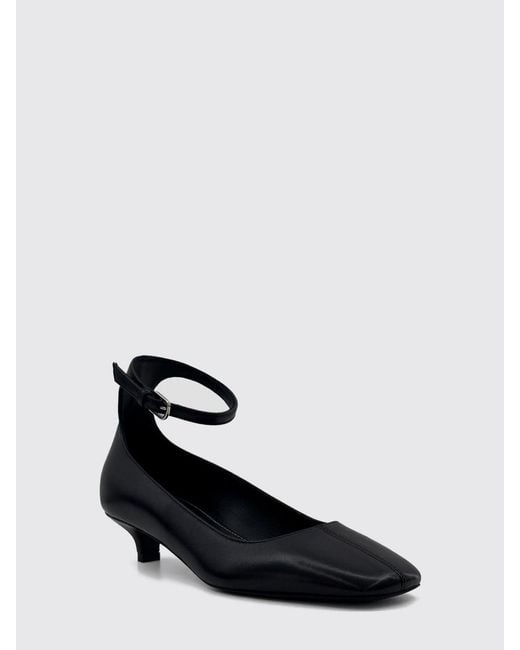 Totême White Leather Pumps With Square Toe And Ankle Strap