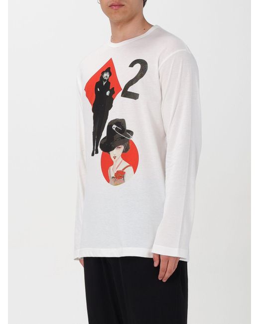 T-shirt in cotone con stampa di Yohji Yamamoto in White da Uomo