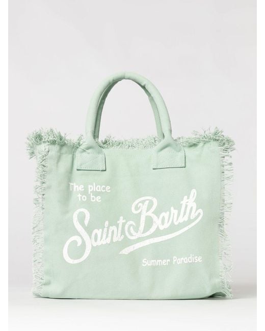 Mc2 Saint Barth Green Printed Cotton Vanity Bag With Logo