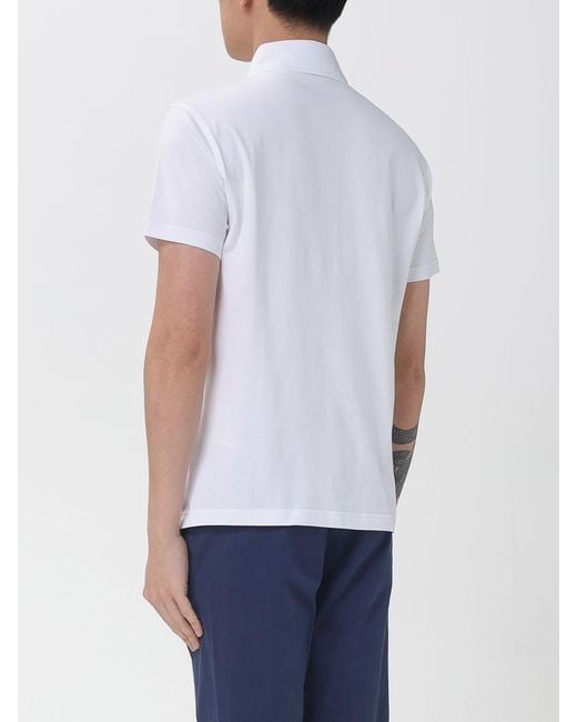 Fay White Cotton Polo Shirt With Mini Logo for men