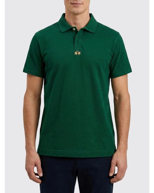 La Martina Green Cotton Polo for men