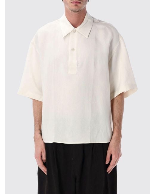 Studio Nicholson White Lemmer Linen Blend Polo Shirt for men