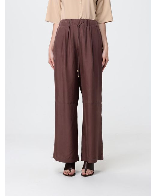 Alysi Red Silk Palazzo Trousers With Drawstring