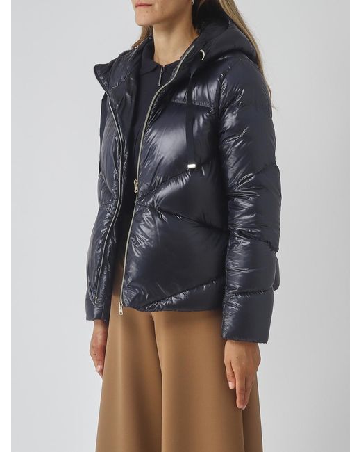 Herno Blue Short Hooded Down Jacket