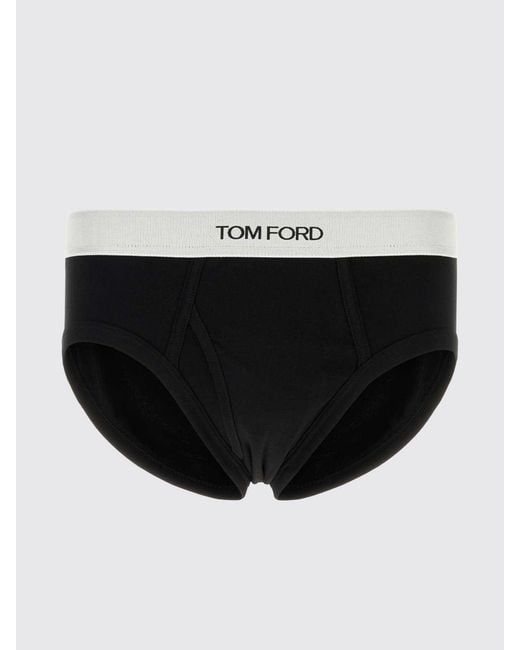 Tom Ford Black Stretch Cotton Briefs With Logo Waistband for men