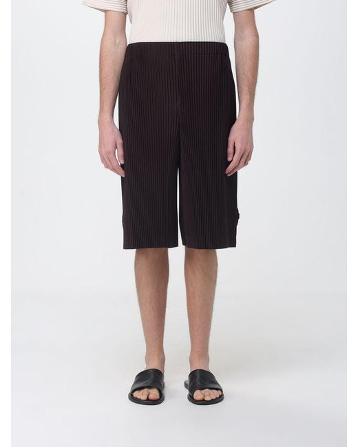 Homme Plissé Issey Miyake Black Pleated Crepe Shorts for men