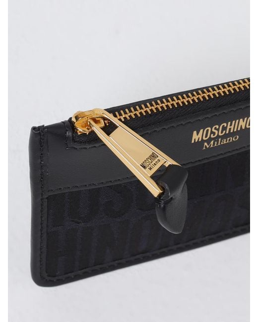 Moschino Couture White Leather And Nylon Credit Card Holder