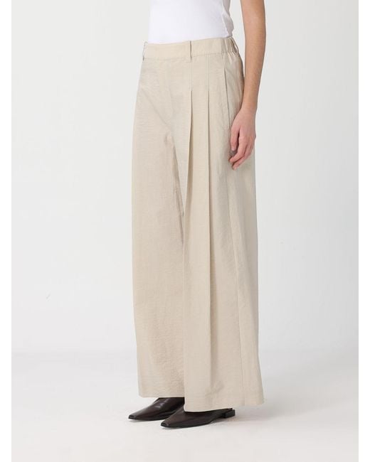 Brunello Cucinelli Natural Cotton Poplin Wide Leg Trousers
