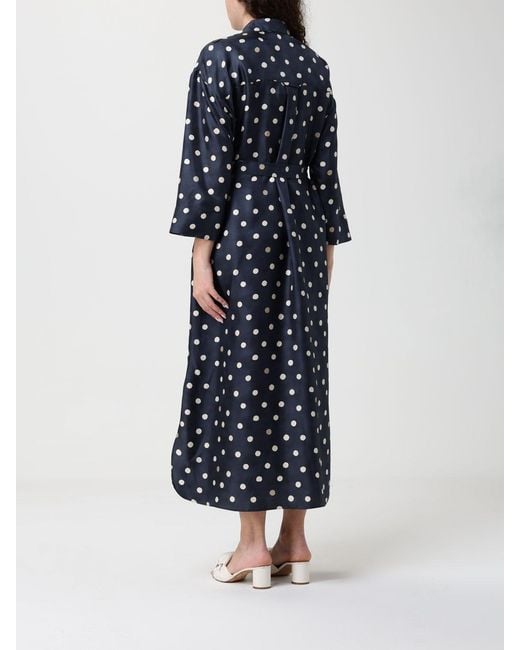Max Mara Blue Polka Dot Twill Chemisier Dress