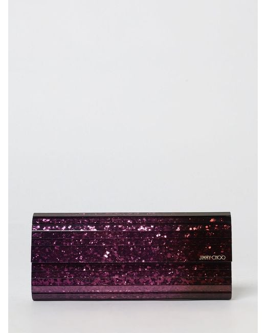 Jimmy Choo Purple Sweetie Glitter Resin Clutch